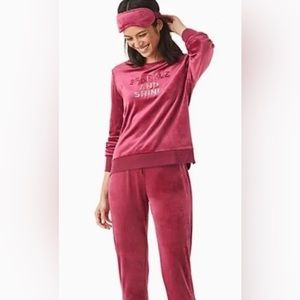 Kate Spade “Sparkle and Shine” Velour Burgundy Pajama Set